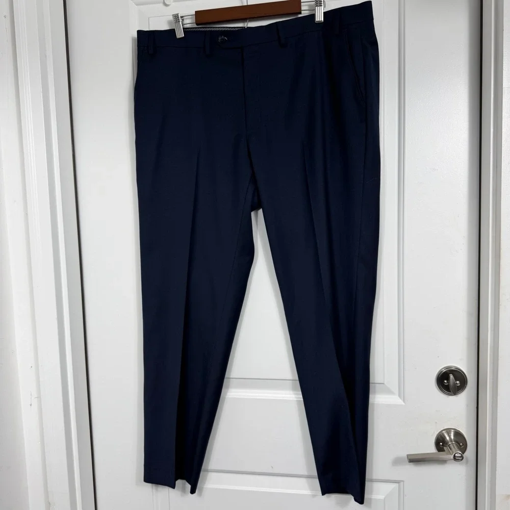 Michael Kors Mens Suit 48R 40W Navy Blue Wool Blend 2 Piece Made Canada